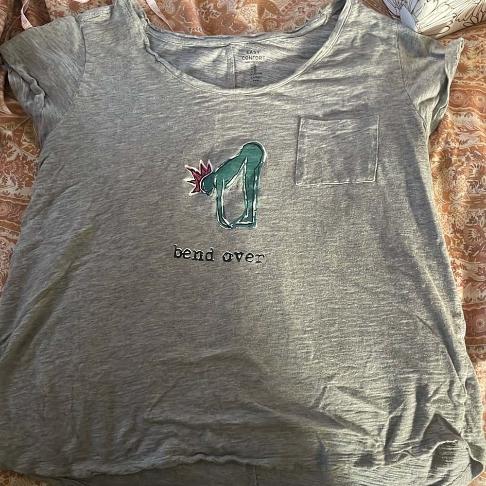 Customer screen printed yoga top. Super fun!